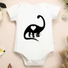 ロンパーズシンプルな恐竜プリントかわいい女の女の子の男の子の服短袖綿の新生児ワンシー0-24か月romper