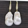 Brincos pendurados Z9992 Natural Drop-Barroco Keshi Reborn Pearl Earring CZ