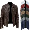 Herren Motorrad Lederjacke Slim Fit Kurzmantel Revers PU Jacken Herbst Reißverschluss Ständer Winddicht Ledermantel Herrenbekleidung 240113