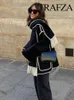 Trafza Sonbahar Moda Kadın Siyah Tığ Eşarp Kapı O Boyun Uzun Kollu Düğme Düz Rahat Vintage Kadın Rahat Katlar 240113