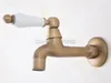 Bathroom Sink Faucets Antique Brass Wall Mounted Single Cold Water Tap For Kitchen Mop Pool Outdoor Garden Faucet Lav312