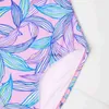 One-Pieces Purple Leaf Print Girls Tentes One Piece Swimsuit Summer Baby Kids Swwear Ldren Beachwear Kid Suite de baignade Monokini A273 H240508