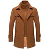 شتاء الرجال النحيف Fit Fit Trench Coats Fashion Long Long Outerwear Mens Double Twlar Zipper Solid Casusal Woolen 240113