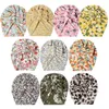 Cotton Baby Beanie Three Bows Infant Flower Printed Bonnet Leopard Print Newborn Knot Turban Hat Wrinkle Bow Double Layer Hats