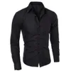 Men's Luxury Casual Social Formal Shirt Lapel Long Sleeve Slim Solid Color Male Business Dress Polo Shirts Blouse Shirt Tops 240112