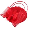 Basker damer rosa millinery brud pillbox hattar med bowknot blomma imitation hatt kvinnor bröllop hår tillbehör