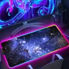 Space Gaming Mouse Pad RGB Mouse Pad Universe Gamer PC Mouse Pad Starry Sky Led Backlit Carpet Keyboard Rubber Desktop Pad XXL 240113
