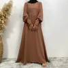 Etniska kläder abaya dubai elegant hijab klänning kalkon kaftan islam för kvinnor arab maxi ramadan vestidos blygsam mantel front blixtlåsare