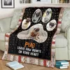 Blankets Pug Face Fleece Blanket Funny Dog Gift IdeaPrinted Adults/kids Sherpa 02