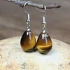 Dangle Earrings Women Natural Tiger Eye Stone Elegant Fancy Drop Earring Bold Gems Jewelry Gifts Dropship