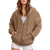 Damesjassen Plus Maat 5XL Effen Fleece Hoodie Jas Voor Dames Warm Pluche Oversized En Jassen Sweatshirt Met Capuchon Uitloper