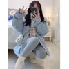 Frauen Trenchcoats Puppe Kragen Blau Baumwolle Kleidung Winter Brot Hong Kong Stil Lose Verdickt Modische