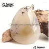 Pendant Necklaces Fashion Women Man Necklace Natural Moss Agate Gemstone Slide Healing Crystal Pendants For Jewelry Making Drop Deliv Dhiwu