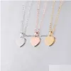 Pendentif Colliers Mode Blank Love Heart Collier en acier inoxydable Hearts Charm Gold Sier Bijoux pour l'acheteur propre gravure Drop Deli Dhyub