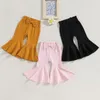 Spodnie malucha dziewczynka płomienne spodnie stały kolor żebrowany bowknot niemowlę elastyczne talia ruffle dna