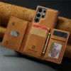 Retro 2 in 1 Magnetic Phone Case for iPhone 15 14 13 Pro Max Samsung Galaxy S24 S23 Ultra S23FE A14 5G A13 A33 A53 A73 A34 A54 A24 Multiple Card Slots Leather Wallet Shell