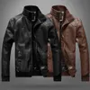 Män faux läderjacka Motorcykel Men Slim Fit Stand Collar Pu Jacka Jaqueta de Couro Masculina Outwear Male Pu Leather Coat 240113