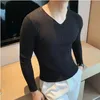 Kış Sweaters Erkekler Kore Moda Sokak Giyim V Yastık kazaklar Düz Renk Erkekler Kaşmir Sweater Yün İnce Trendler S-3XL 240112