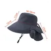 Breite Krempeln Hüte Frauen Großer Sonnenhut Eimer Sommer Outdoor Anti-UV-Fischerei Wanderhals Schutz Schal Visor Cap Ladies Motorhaube