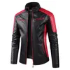 Hommes col montant Moto vestes en cuir polaire vestes d'hiver Slim Fit PU cuir manteaux de haute qualité mâle mode vestes décontractée 240112