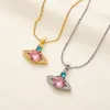 Designer Necklaces for Women Luxury Chain Necklace Rhinestone Pink Diamond Necklace Pendants Wedding Jewelry Accessories