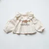 Barnskjortor babykläder Peter Pan Collar Girls Blus Långärmad baby Basskjorta Baby Topps H240508