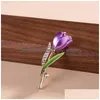 Diamond Flower Tip Brooch Pins Enamel Cor Lapel Designer Brooches Wedding Fashion Jewelry For Drop Delivery Dhb1V