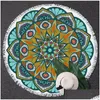 Badhanddoek Boheemse Mandala Strandlaken Tapijt Gooi Grote Ronde Picknickkleed Mat Zwembad Decoratie Yoga Drop Levering Huis Tuin H Dhme1