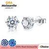 Gra 05ct2ct d cor certificada brincos laboratório criado diamante 925 prata esterlina banhado a ouro jóias de casamento 240112