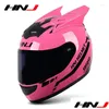 Capacetes de motocicleta Motor Hnj Helm Capacete Off-Road Pengendara Sertifikasi Ece Pria Wanita Kucing Wajah Penuh Sepeda Motocross Moto Drop OTG8B