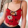 Dames Tanks Mode Bloemen Crop Top Camis Zwart Rood Dames 2024 Sexy Mouwloos Schede Uitgesneden Vintage Y2K Zomer Strap Tops 2000s