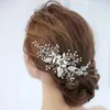 Coiffures magnifiques à la main feuille d'argent cheveux vigne peigne de mariée strass mariage pièce de cheveux accessoires femmes bal bijoux de cheveux