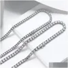 925 Sterling Sier 4Mm Zirkoon ketting Hip Hop Rock Mode Mannelijke en Vrouwelijke Paren Bruiloft Verloving Voorstel Verjaardagscadeau Mens Dro Dhbyb