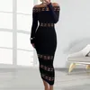 Casual Dresses Women Off Shoulder Dress Elegant Bandeau Evening With Slim Fit Rhombus Patchwork Women's Prom for Special