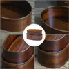 Servis 1pc trä dubbellager lunchlåda japansk stil bento container (ljusbrun)