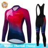 2023 Salexo Panno Morbido di Inverno Ciclismo Jersey Donne Vestiti A Maniche Lunghe Pantaloni Con Bretelle Set MTB Ropa Ciclismo Caldo Triathlon Vestito 240112