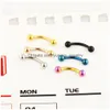 16 Gauge Stainless Steel Eyebrow Rings Anodized Lip Bars Nose Studs Cartilage Tragus Barbell Body Piercing Jewelry Drop Delivery Dhrrh