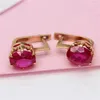 Dangle Oorbellen Creatief 585 Paars Goud Ingelegd Roze Kristal Voor Vrouwen Prachtige Romantische Lichte Luxe Bruiloft Sieraden Vriendin