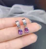 Ohrstecker LANZYO 925 Silber Sterling Amethyst Mode Geschenk Schmuck Feine Party Trendy Frauen Großhandel E050725554agz