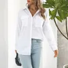 Женские блузки, женская свободная рубашка с карманами, женская осенняя блузка с длинным рукавом, мягкая женская рубашка на пуговицах 2024
