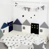 4 pezzi cuscini per paraurti per lettino per bambini, design a forma di casa carina, ricamo per paraurti, protezione per culla, cuscino per biancheria da letto per bambini 240112