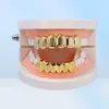 New 18K Real Gold Plated Punk Hip Hop Teeth Grillz Dental Mouth Fang Grills Up Bottom Tooth Cap Cosplay Party Rapper Jewelry Gifts9521993