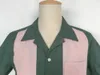 Chemises décontractées pour hommes Candow Look Men Vintage Bowling Two Tone Pistachiopastel Pink