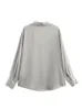 Traf Women Shirts Satin Summer Blue Female Gray Long Sleeve Top Women Loose Blouses Button Up Elegant Chic Woman Shirt 240112