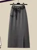 Ensemble robe de travail et jupe tricotée pour femme, pull-over, mode coréenne, vêtements assortis, collection automne-hiver 2024