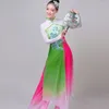 مرحلة ارتداء الرقص الكلاسيكي يانغكو الأداء الأزياء مروحة الشعبية الخصر الدعوى لبس الملابس الصينية هانفو الملابس