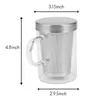 3X 500Ml verre résistant à la chaleur infuseur à thé tasse avec couvercle en acier inoxydable tasse à café gobelet cuisine résistant à la chaleur grand 240113