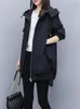 Trenchcoats Frauen Minimalist Windschutz Büro Dame Vintage Koreanische Allgleiches Kleidung Mode Reine Farbe Mit Kapuze Zip-Up S-3XL 240112
