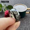 Drop TUSSTEN 10MM Men Women Gear Ring Cool Tungsten Wedding Band Domed Finish With Wood Inlay Comfort Fit 240112