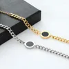 Braccialetti a maglie Stile punk retrò Conchiglia nera Numeri romani Acciaio inossidabile per donna Bracciale hip-hop neogotico Gioielli femminili